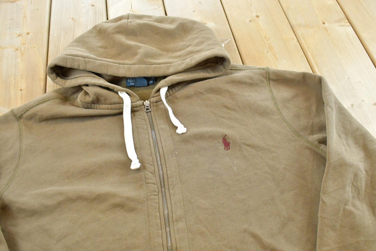 Vintage 1990s Polo Ralph Lauren Blue Thermal Lined Full Zip Hoodie Men's 2XL from propervintagecanada