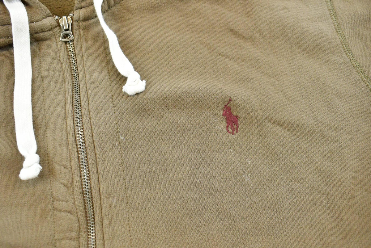 Vintage 1990s Polo Ralph Lauren Blue Thermal Lined Full Zip Hoodie Men's 2XL from propervintagecanada