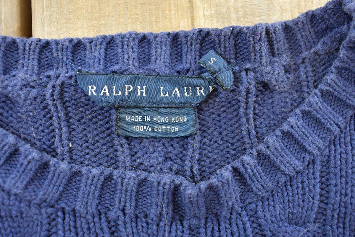 Vintage 1990s Polo Ralph Lauren Cable Knit Cotton Crewneck Sweater Men's S from propervintagecanada
