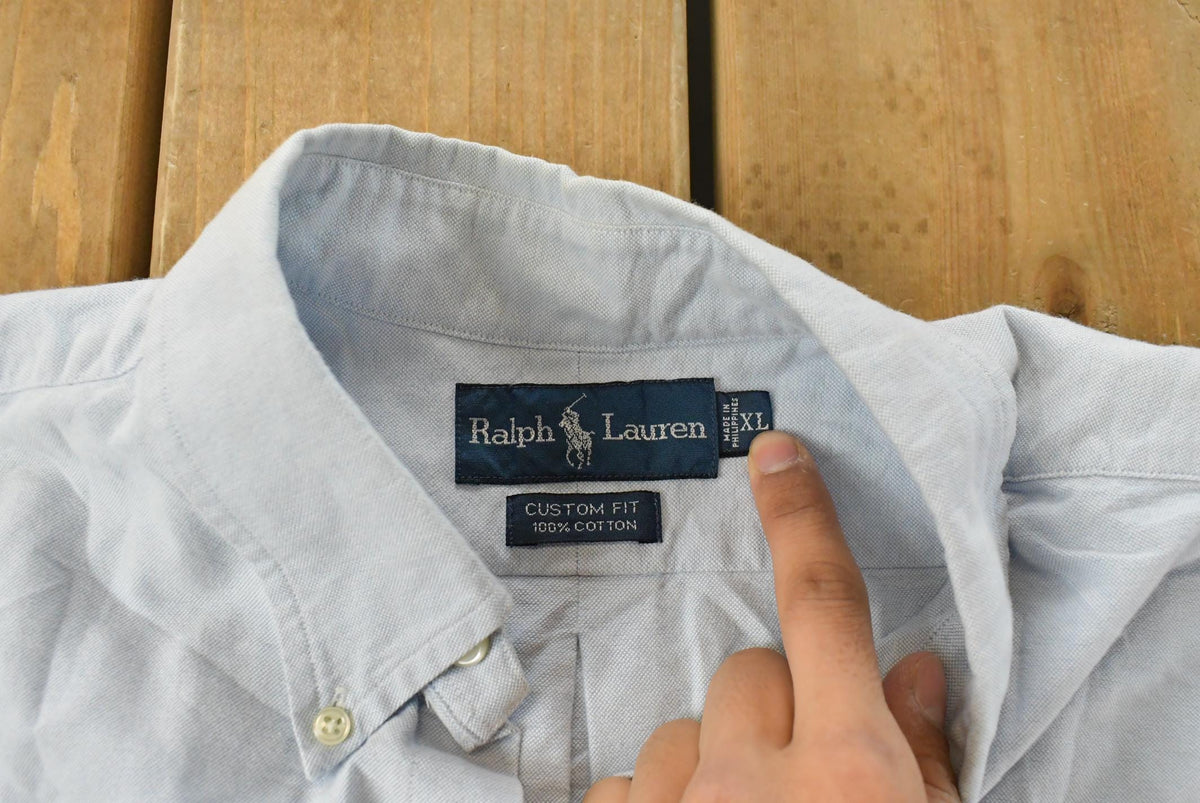 Vintage 1990s Polo Ralph Lauren Chambray Button Up Shirt Men's XL from propervintagecanada