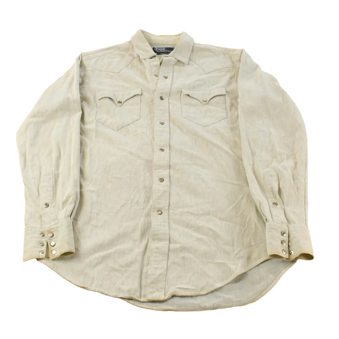 Vintage 1990s Polo Ralph Lauren Cowboy Western Pearl Snap Shirt Men's M from propervintagecanada