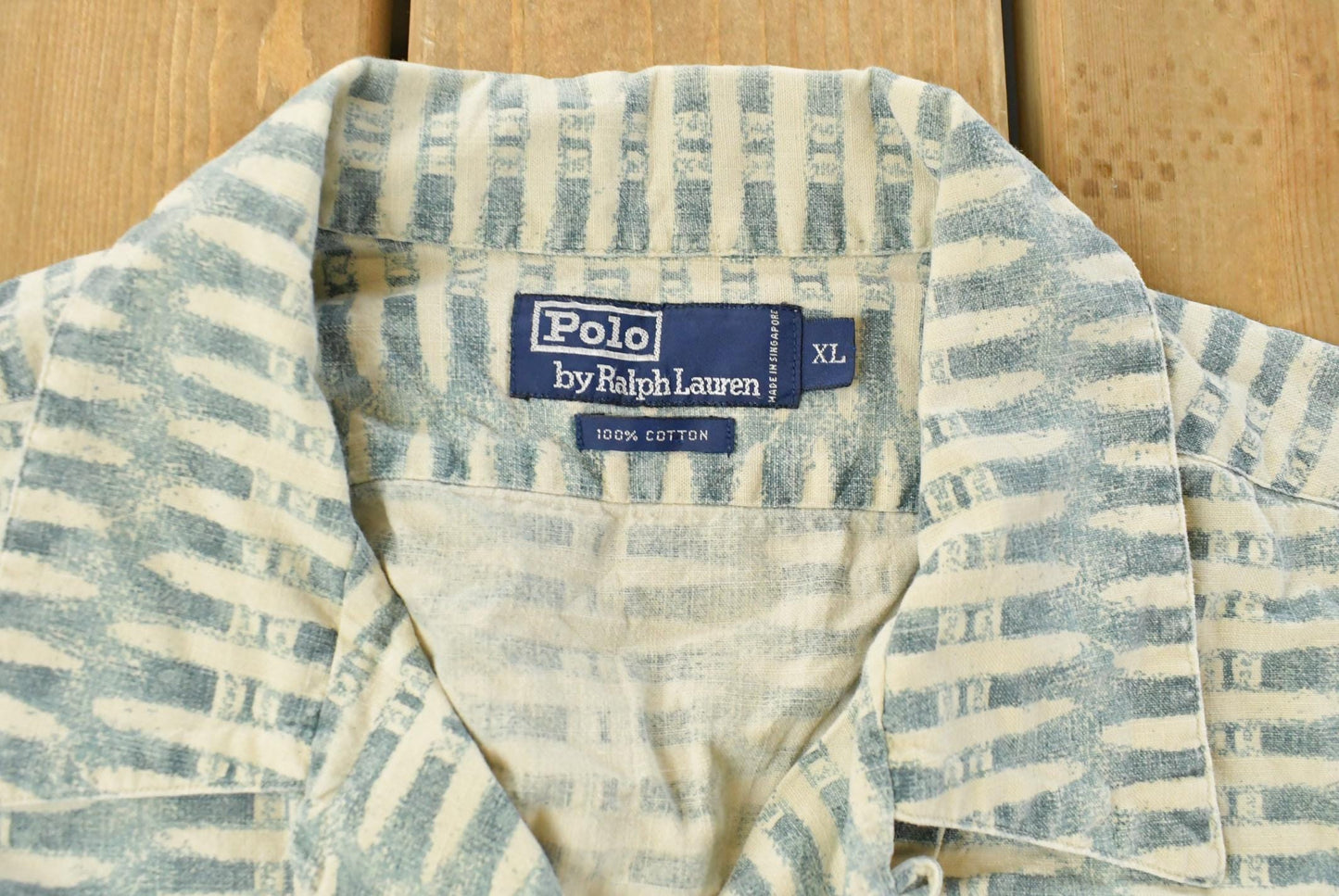Vintage 1990s Polo Ralph Lauren Geometric Button Up Shirt Men's XL / Short Sleeve / 90s Button Up from propervintagecanada