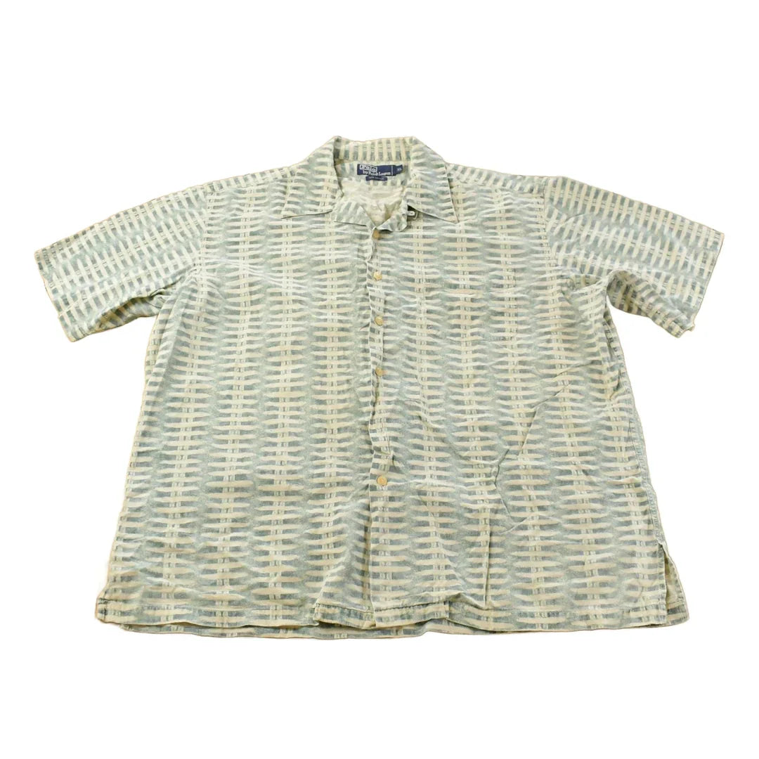 Vintage 1990s Polo Ralph Lauren Geometric Button Up Shirt Men's XL / Short Sleeve / 90s Button Up from propervintagecanada