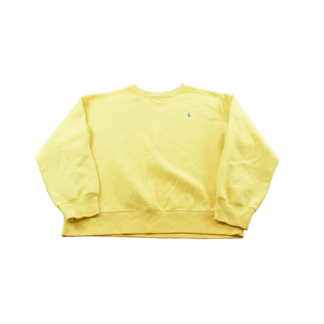 Vintage 1990s Polo Ralph Lauren Logo Yellow Reverse Weave Style Crewneck Sweatshirt Men's XL / 90s Streetwear / Basic Layering from propervintagecanada