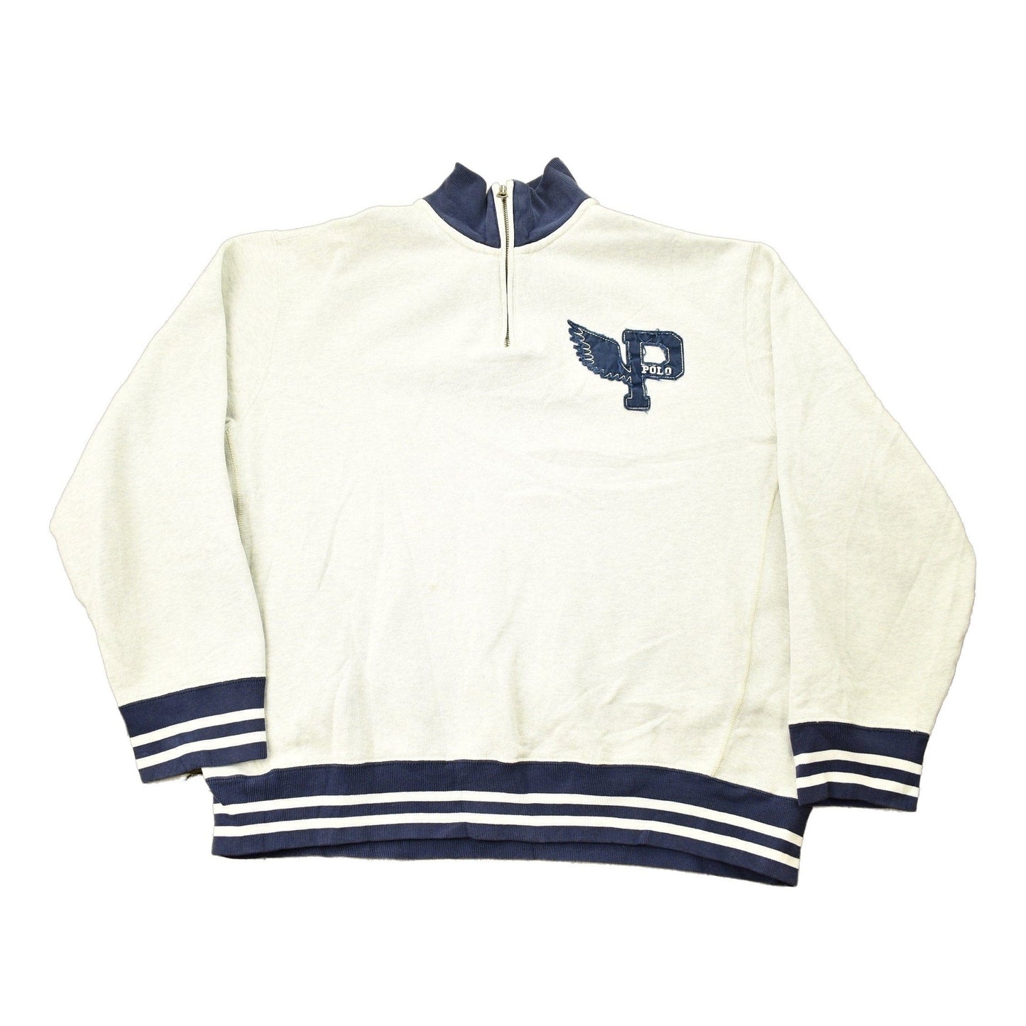 Vintage 1990s Polo Ralph Lauren P-Wing Quarter Zip Sweatshirt Men's Large from propervintagecanada