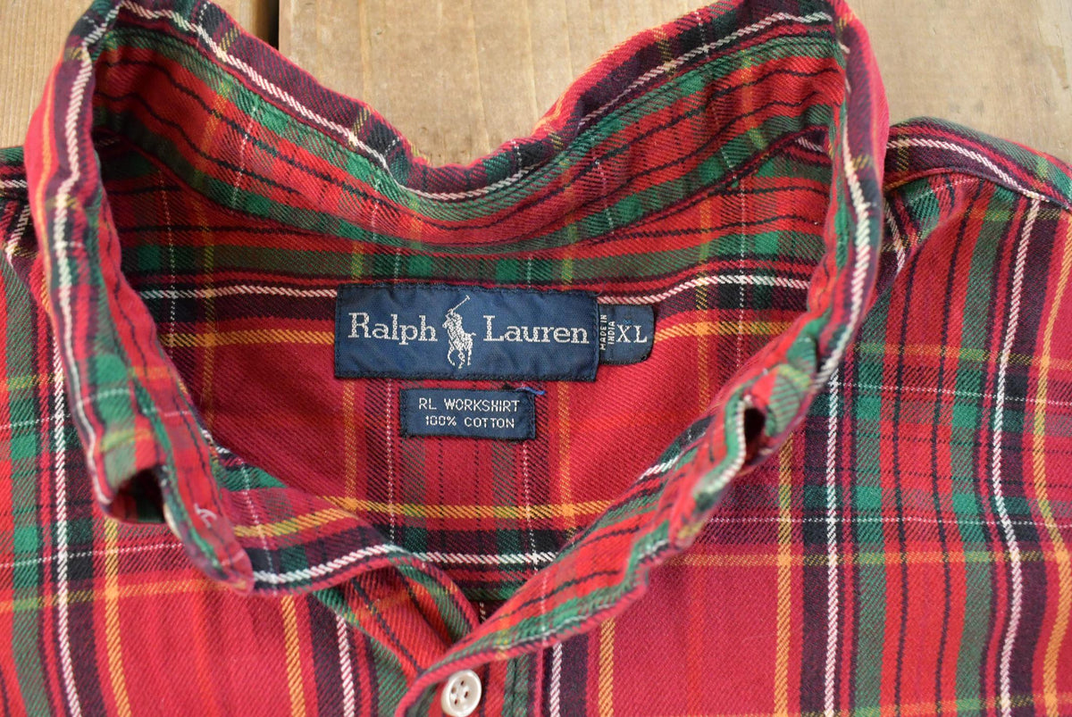 Vintage 1990s Polo Ralph Lauren Plaid Flannel Button Up Shirt Mens XL from propervintagecanada