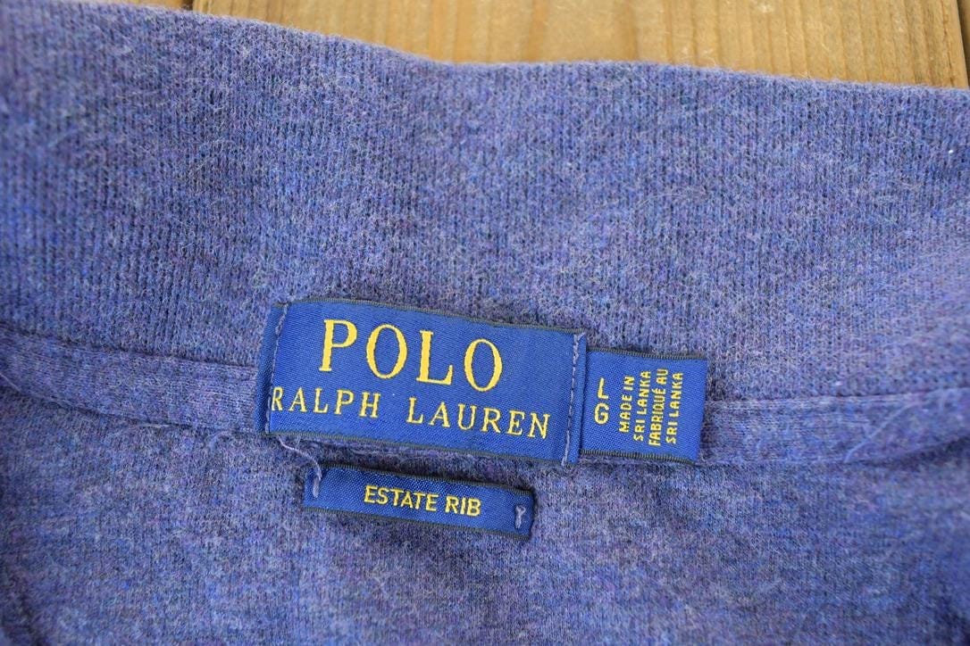 Vintage 1990s Polo Ralph Lauren Quarter Zip Sweatshirt Made In USA Men's Large from propervintagecanada