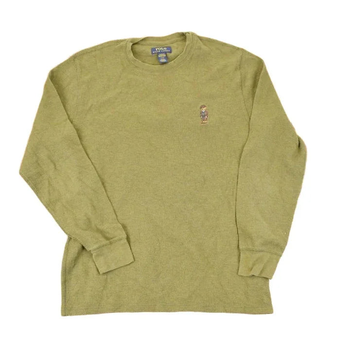 Vintage 1990s Polo Ralph Lauren Sleepwear Embroidered Mini Bear Knit Crewneck Sweatshirt Men's M from propervintagecanada