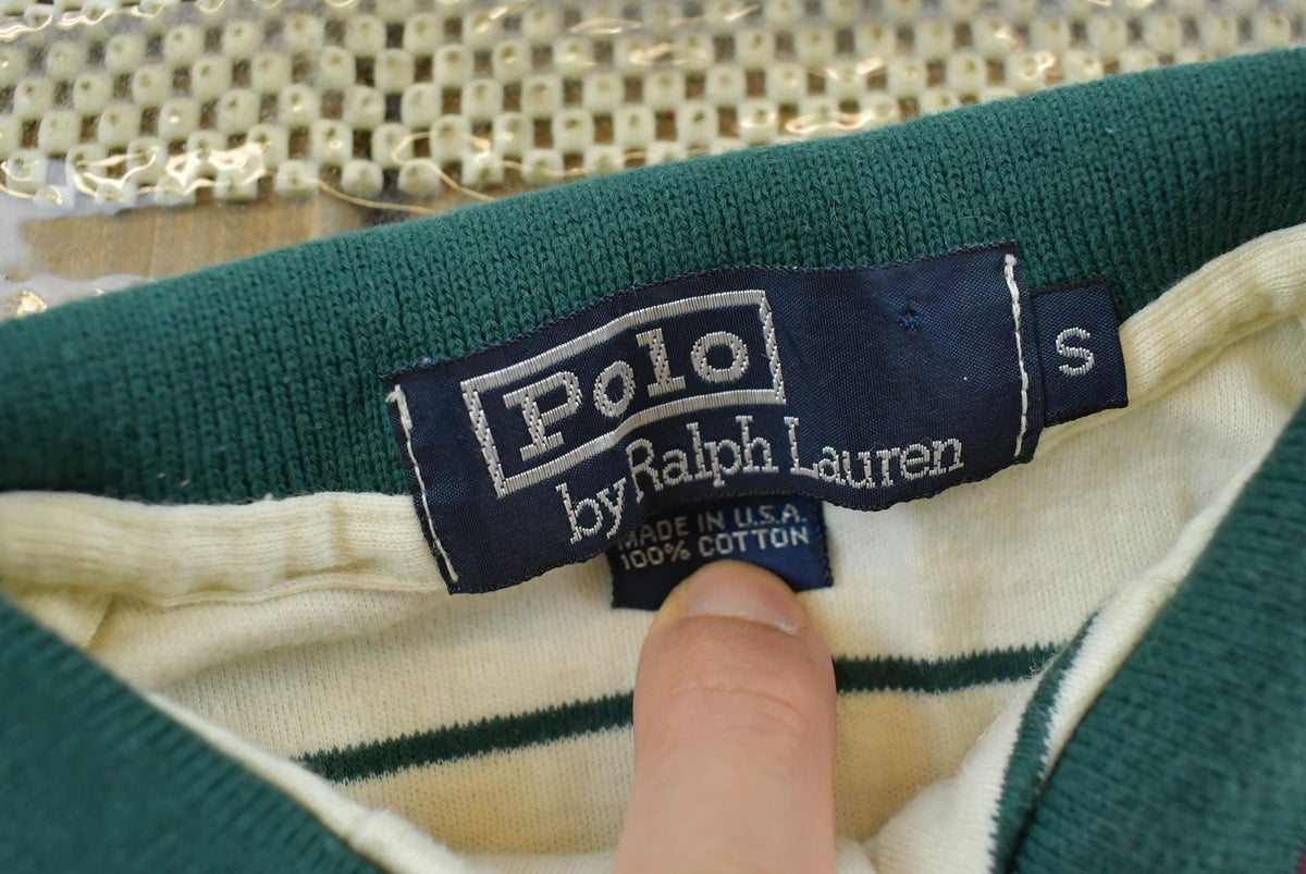 Vintage 1990s Polo Ralph Lauren Small Pony Collared Striped Golf Shirt Men's S from propervintagecanada
