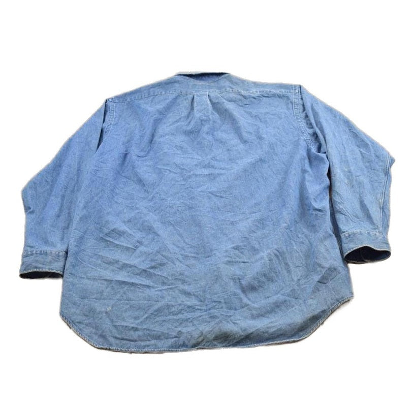 Vintage 1990s Polo Ralph Lauren Small Pony Denim Button Up Shirt Men's 2XL from propervintagecanada
