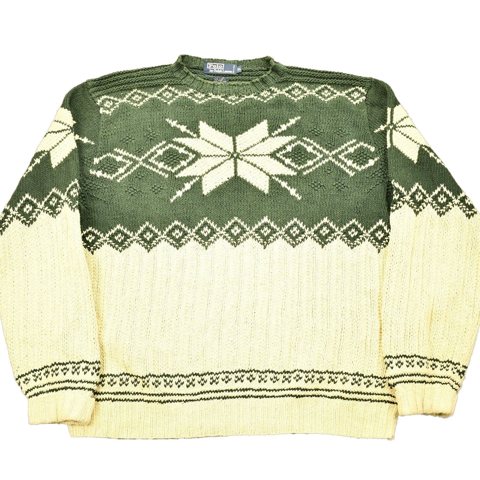 Vintage 1990s Polo Ralph Lauren Snowflake Knit Crewneck Sweater Men's XL from propervintagecanada