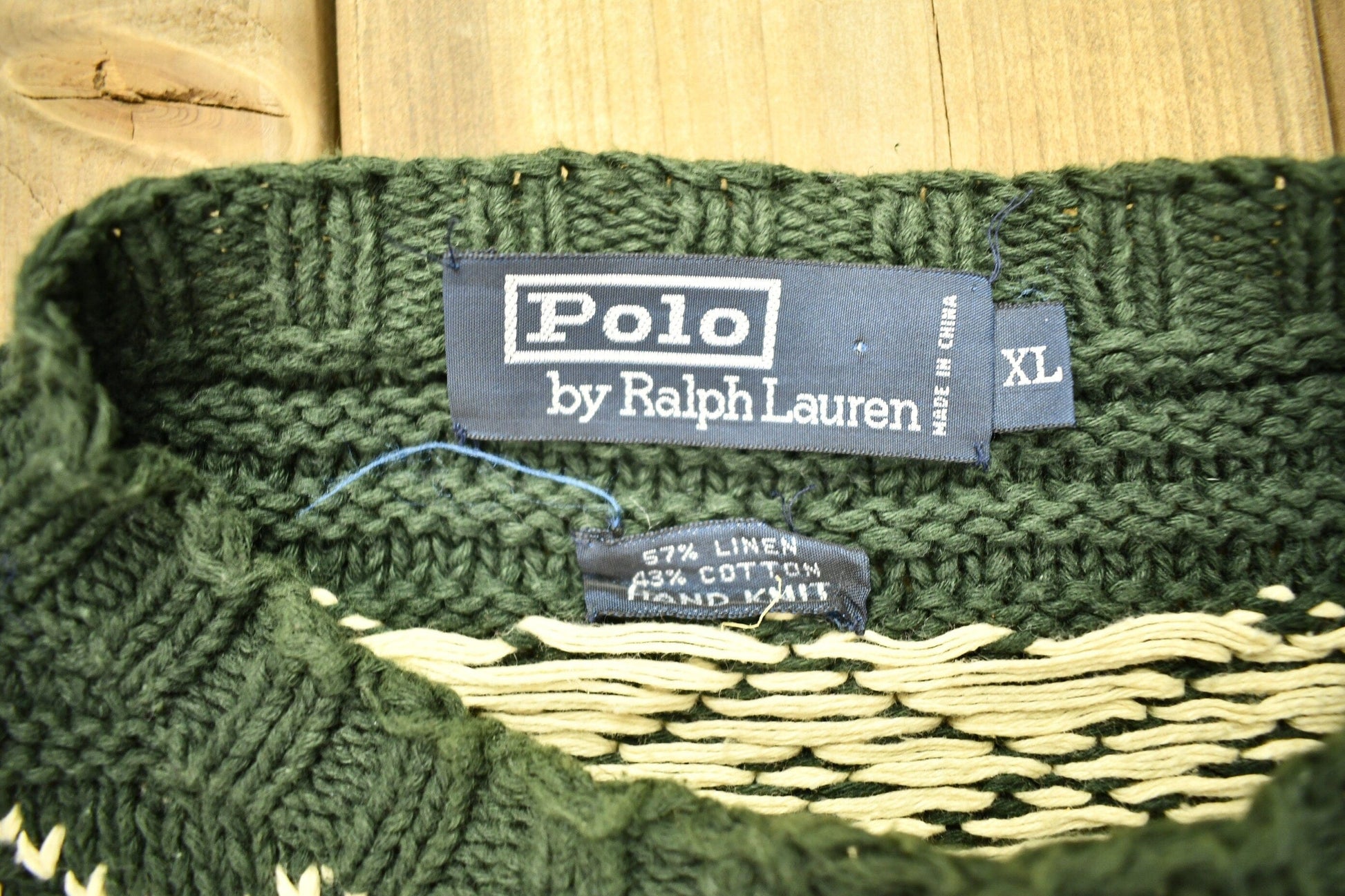 Vintage 1990s Polo Ralph Lauren Snowflake Knit Crewneck Sweater Men's XL from propervintagecanada