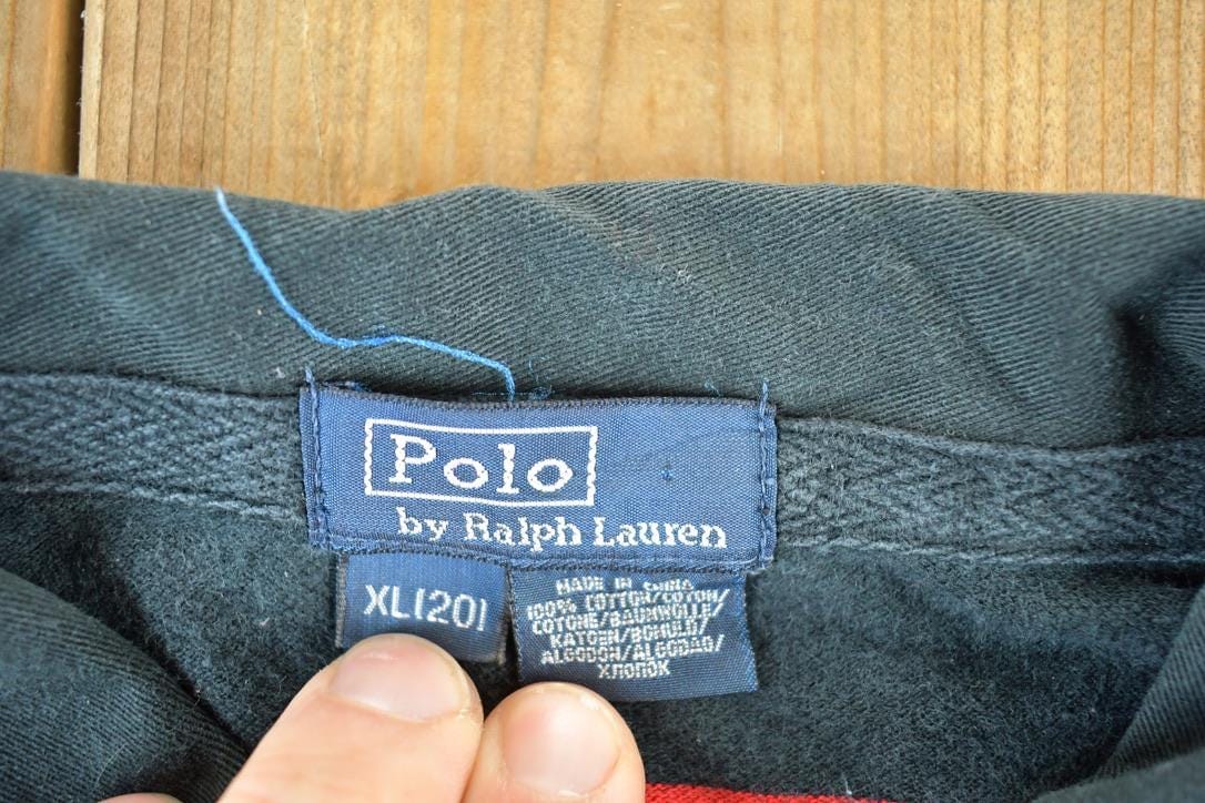 Vintage 1990s Polo Ralph Lauren Striped Button Up Shirt Youth XL Men's XL from propervintagecanada