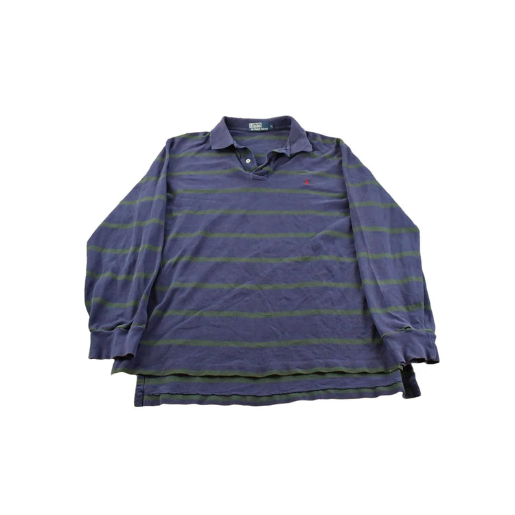 Vintage 1990s Polo Ralph Lauren Striped Long Sleeve Rugby Shirt Men's L from propervintagecanada