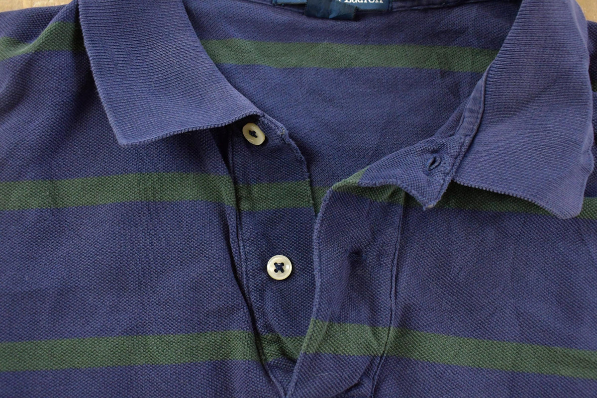 Vintage 1990s Polo Ralph Lauren Striped Long Sleeve Rugby Shirt Men's L from propervintagecanada