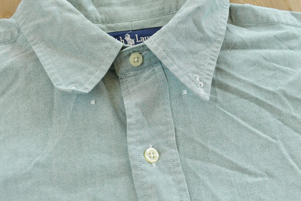 Vintage 1990s Polo Ralph Lauren Teal Button Up Dress Shirt Mens Men's XL from propervintagecanada