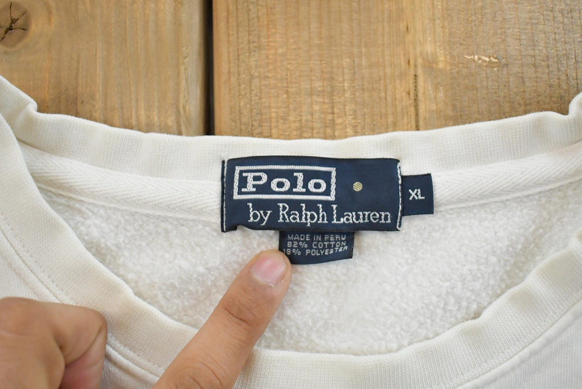 Vintage 1990s Polo Ralph Lauren USA Flag Crewneck Sweatshirt Men's XL from propervintagecanada