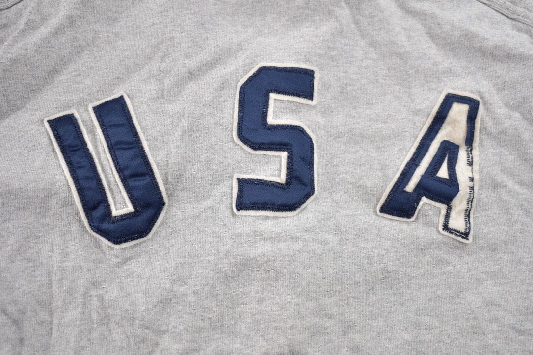 Vintage 1990s Polo Ralph Lauren USA Flag Embroidered Rugby Sweatshirt Men's Medium from propervintagecanada