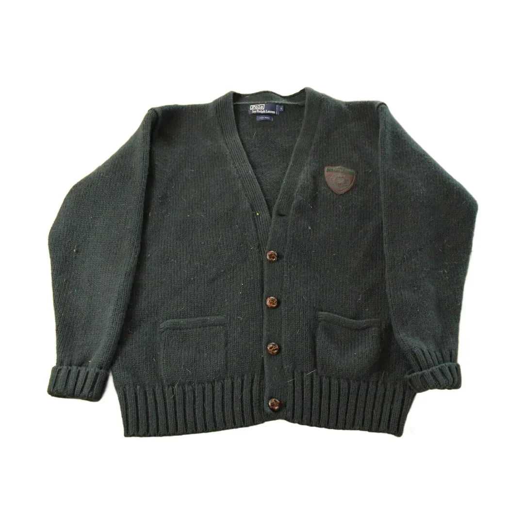 Vintage 1990s Polo Ralph Lauren Wool Knit Cardigan Sweater Men's Large from propervintagecanada