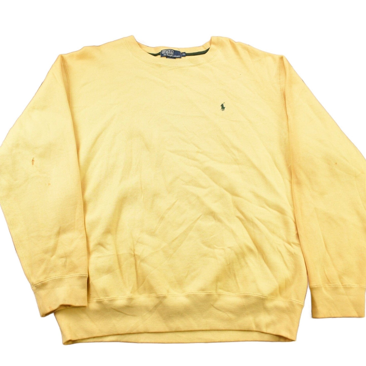 Vintage 1990s Polo Ralph Lauren Yellow Crewneck Sweatshirt Men's XL from propervintagecanada
