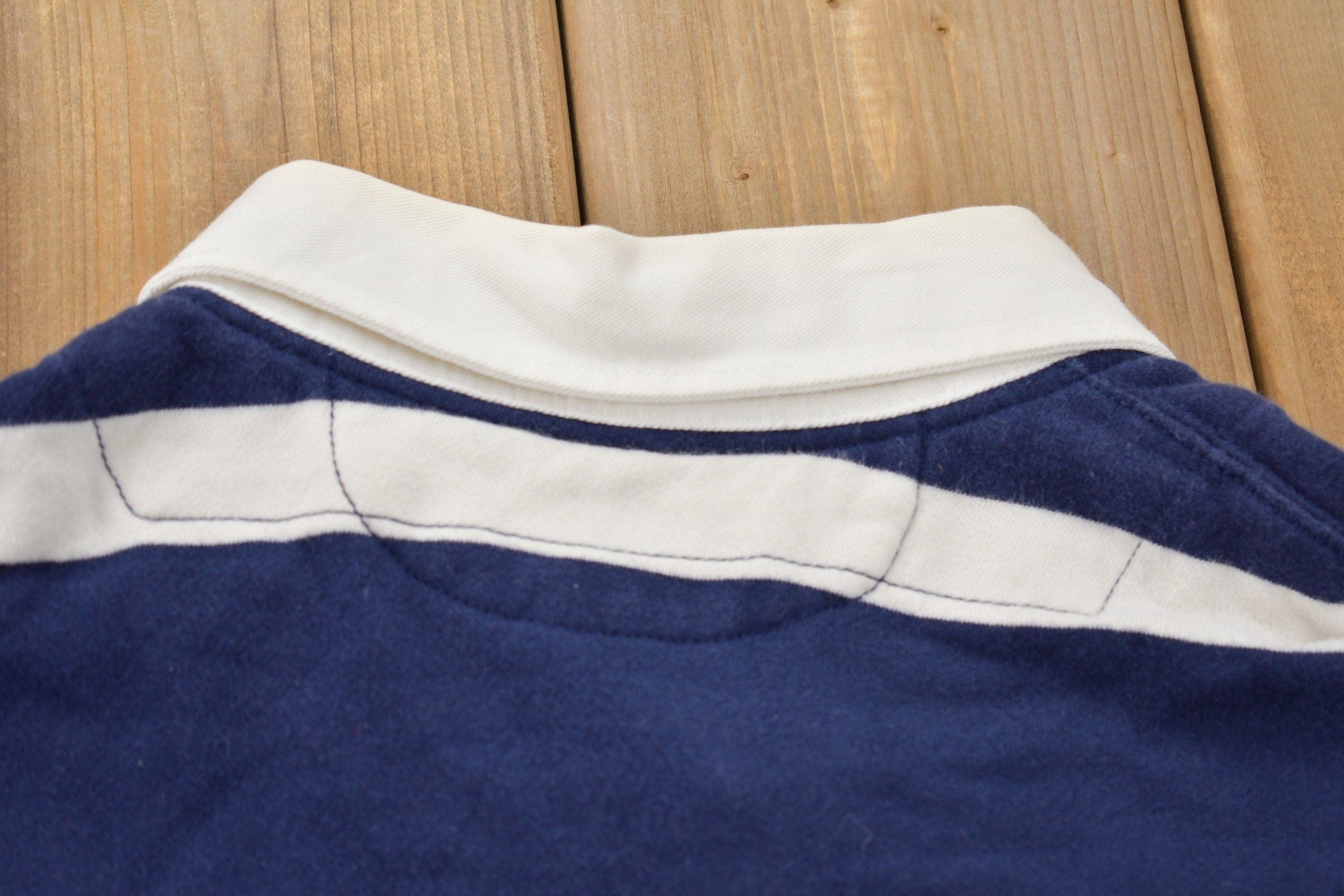 Vintage 1990s Polo Ralph Lauren Yellow Horse Stripped Embroidered Rugby Sweatshirt Men's 2XL from propervintagecanada