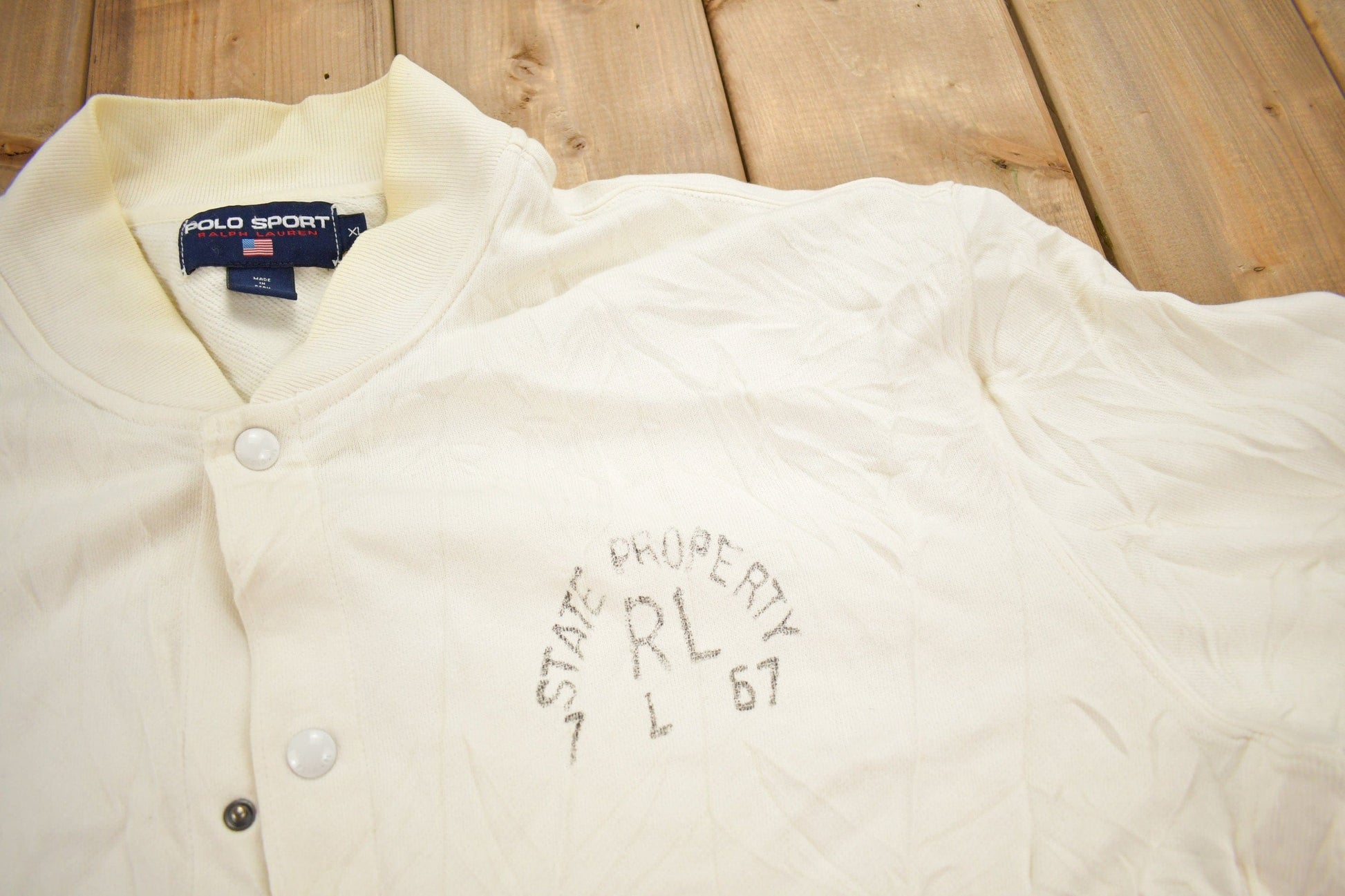 Vintage 1990s Polo Sport Ralph Lauren Snap Button Sweatshirt Men's XL from propervintagecanada