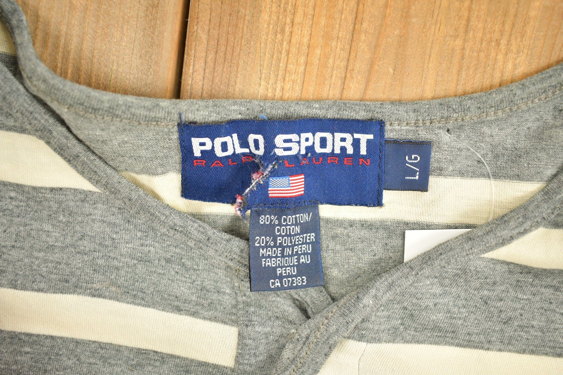 Vintage 1990s Polo Sport Ralph Lauren Striped Henley T-Shirt Men's Large from propervintagecanada