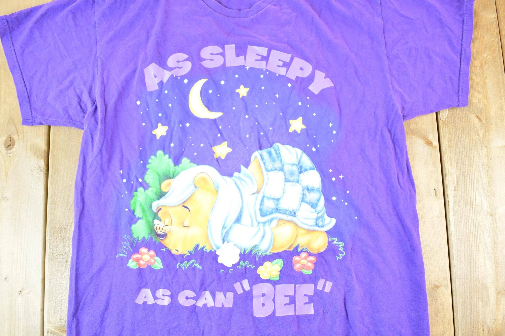 Vintage 1990s Pooh Bear As Sleepy As Can Be Disney Cartoon Promo T-Shirt Women's XL from propervintagecanada