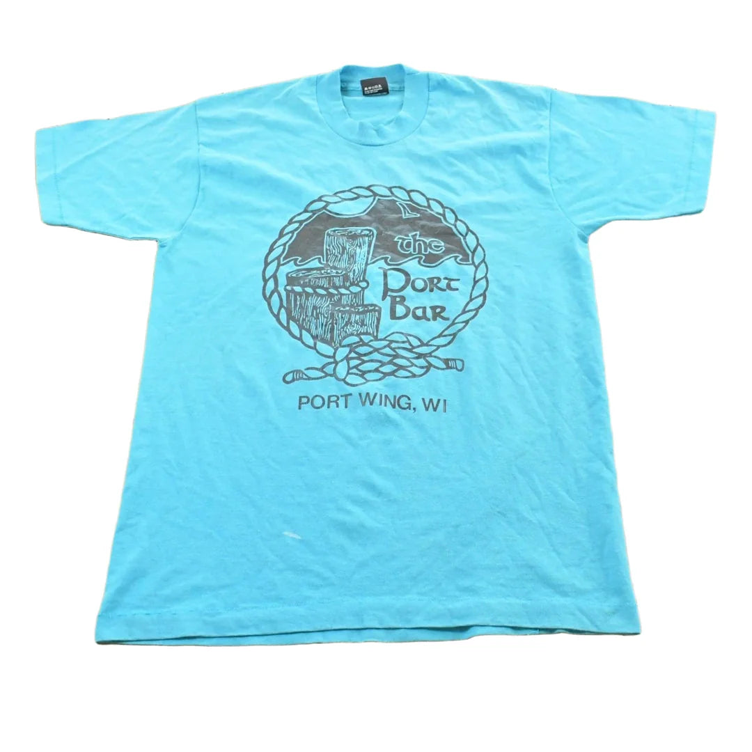 Vintage 1990s Port Bar Wisconsin Souvenir Travel T-Shirt Men's M from propervintagecanada