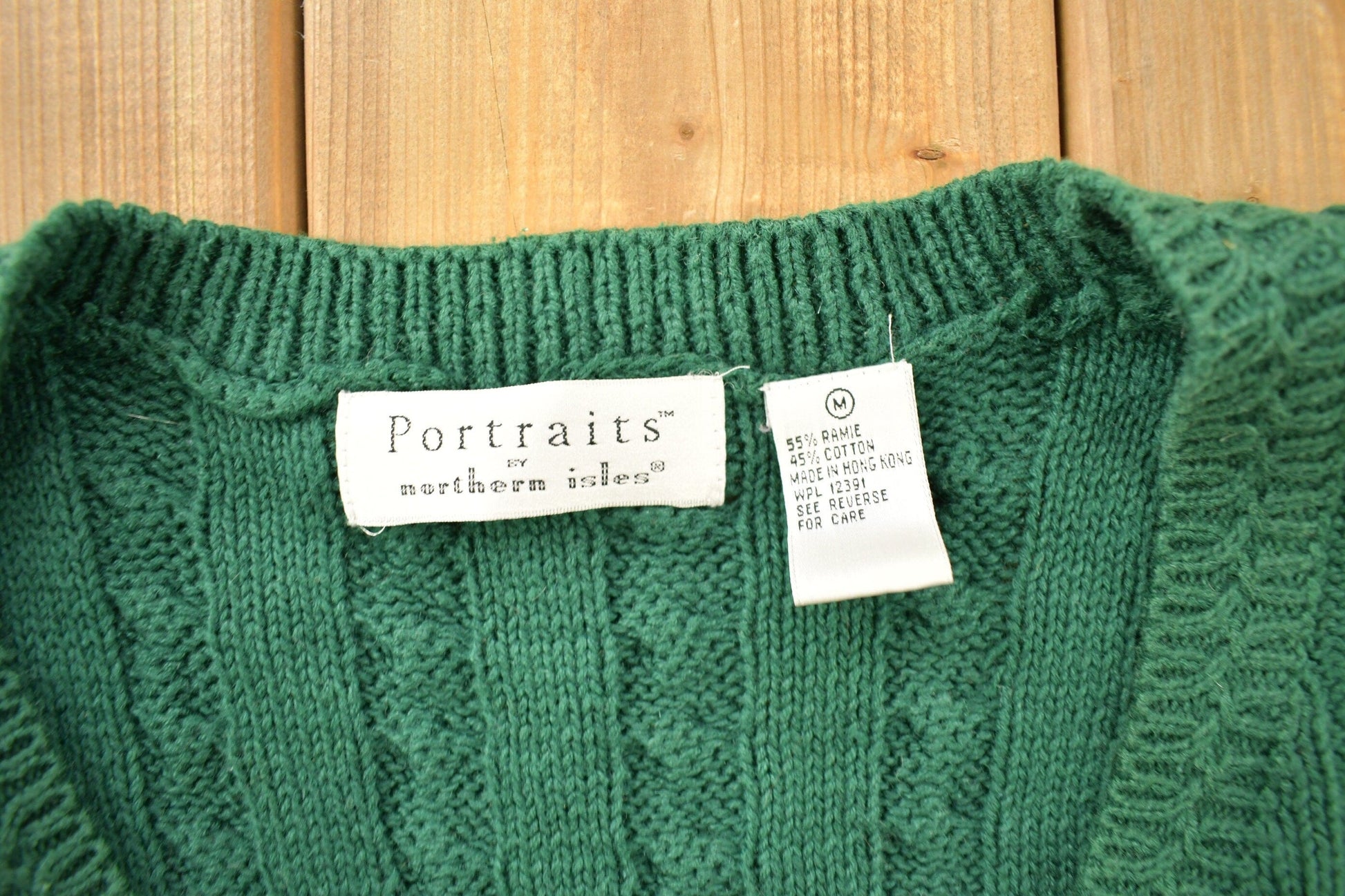 Vintage 1990s Portraits Northern Isles Cable Knit Cardigan Sweater from propervintagecanada