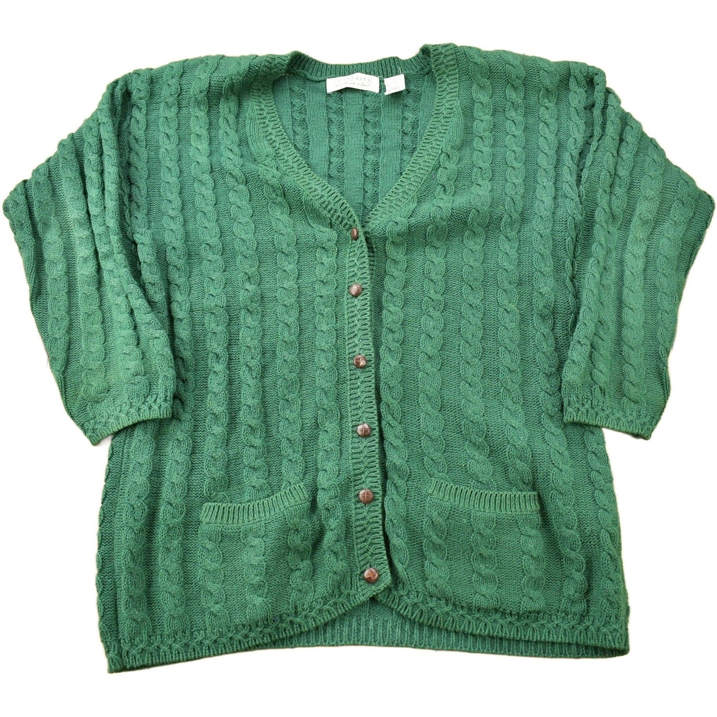 Vintage 1990s Portraits Northern Isles Cable Knit Cardigan Sweater from propervintagecanada