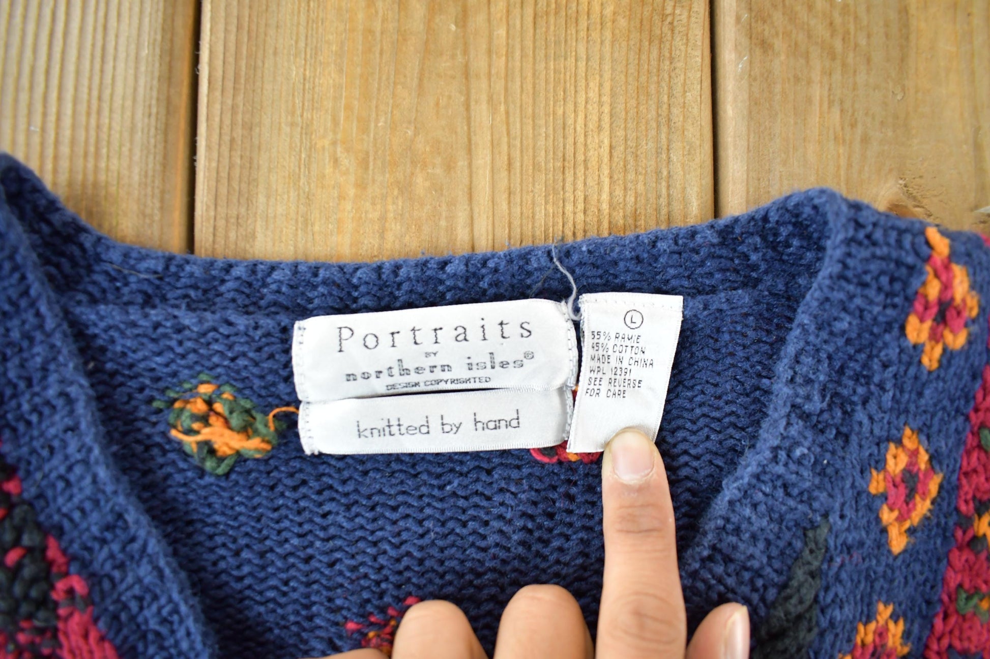 Vintage 1990s Portraits Northern Isles Hand Knit Cardigan Sweater Women's L from propervintagecanada