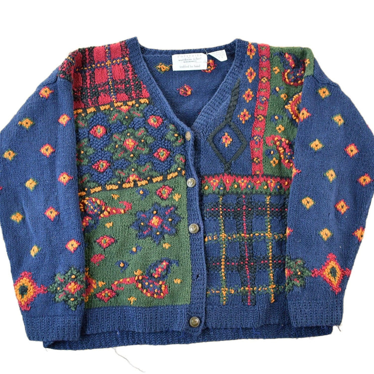 Vintage 1990s Portraits Northern Isles Hand Knit Cardigan Sweater Women's L from propervintagecanada