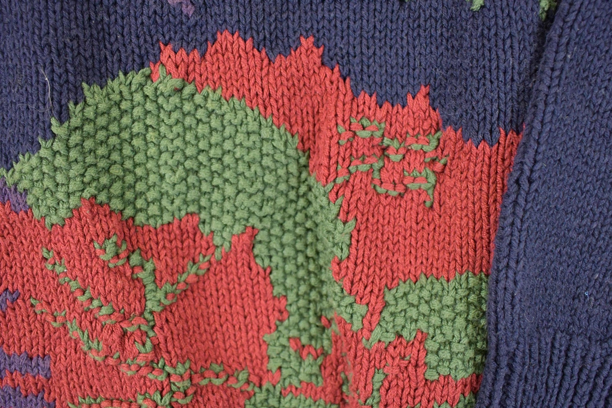 Vintage 1990s Ports International Hand Knit Abstract Forest Crewneck Sweater Men's L from propervintagecanada
