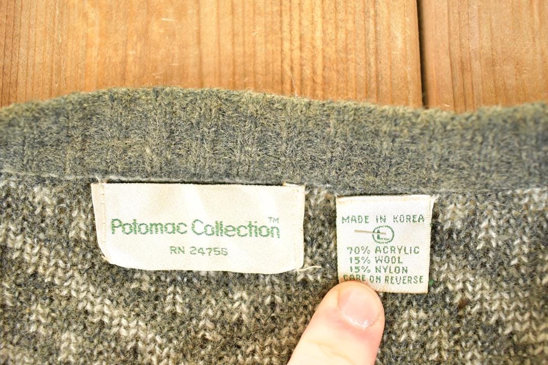 Vintage 1990s Potomac Connection Abstract Knit Cardigan Sweater Mens L from propervintagecanada