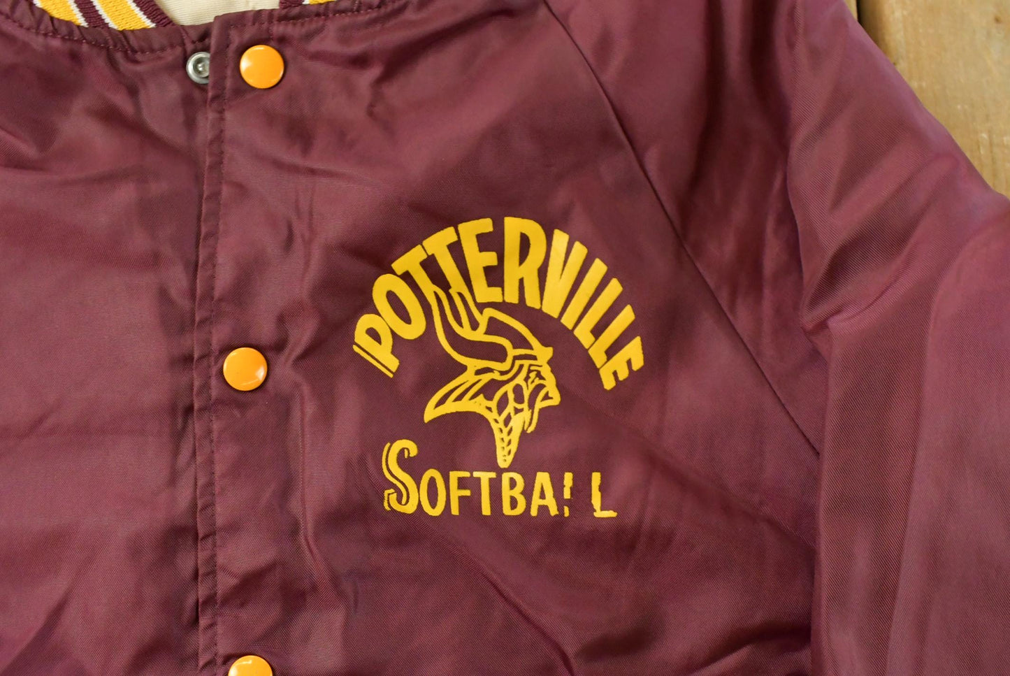 Vintage 1990s Potterville Softball Satin Bomber Jacket Men's Small / Snap Button / Sportswear / Souvenir Jacket / Made In USA from propervintagecanada