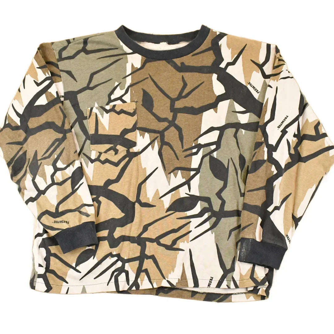 Vintage 1990s Predator AOP Cracked Camo Graphic Print Crewneck Shirt Mens L from propervintagecanada