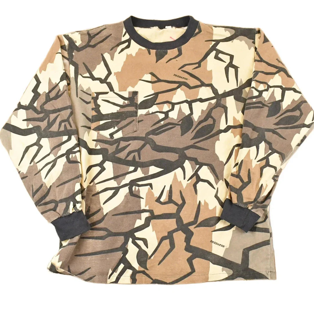 Vintage 1990s Predator AOP Cracked Camo Graphic Print Crewneck Shirt Mens L from propervintagecanada