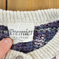 Vintage 1990s Premier Knitwear School Theme Button Up Cable Knit Sweater Men's Large from propervintagecanada