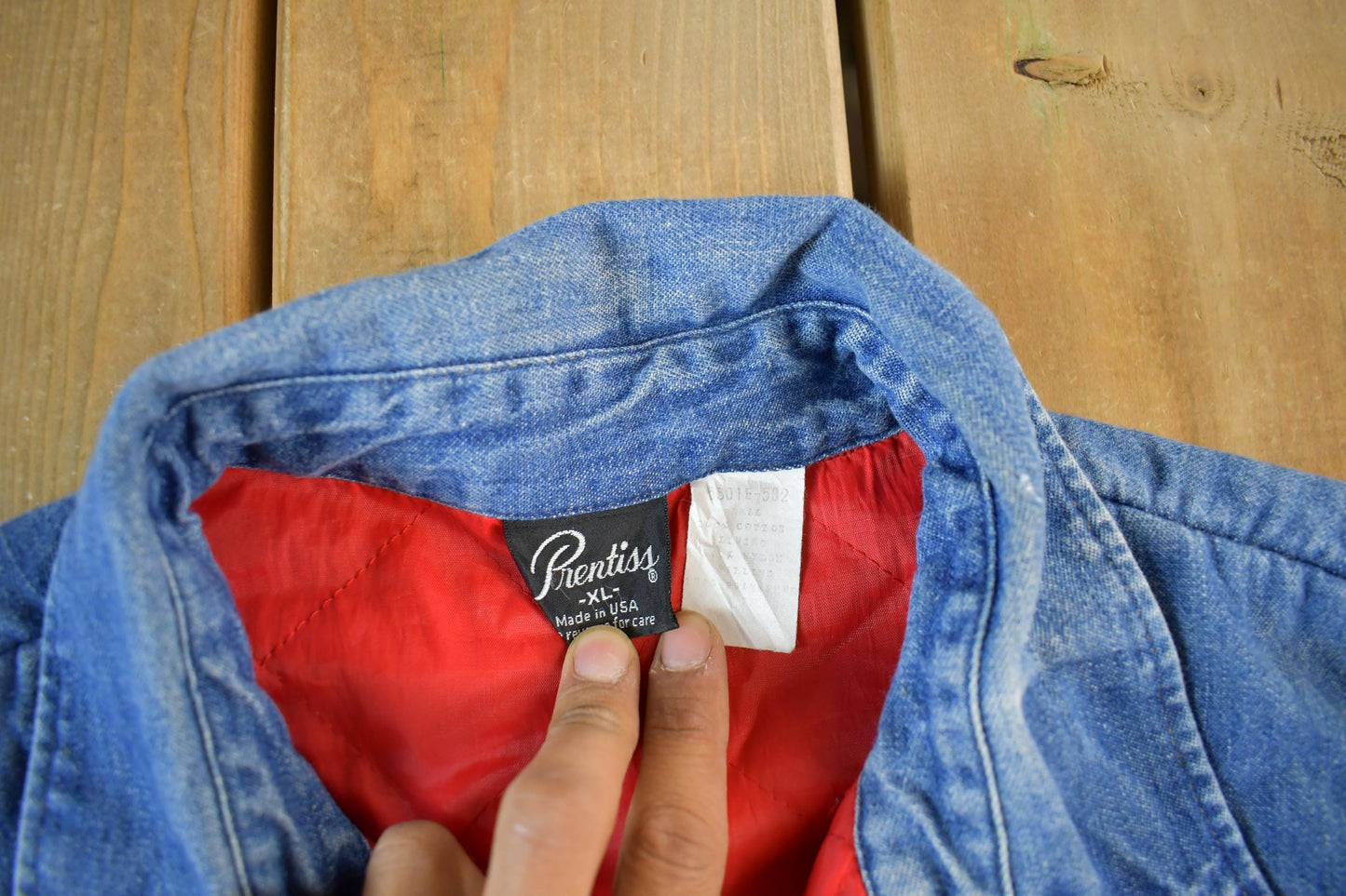 Vintage 1990s Prentis Lined Denim South Western Style Pearl Snap Button Up Men's XL from propervintagecanada