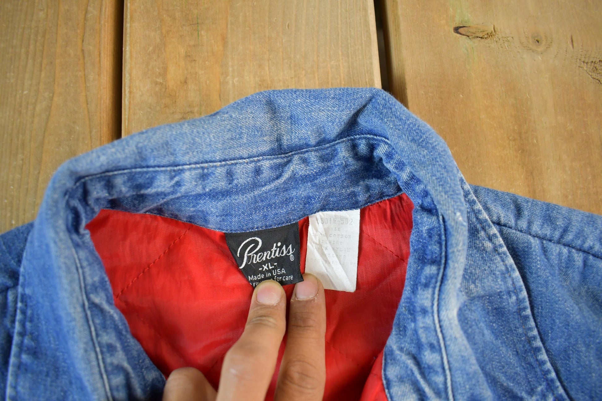 Vintage 1990s Prentis Lined Denim South Western Style Pearl Snap Button Up Men's XL from propervintagecanada