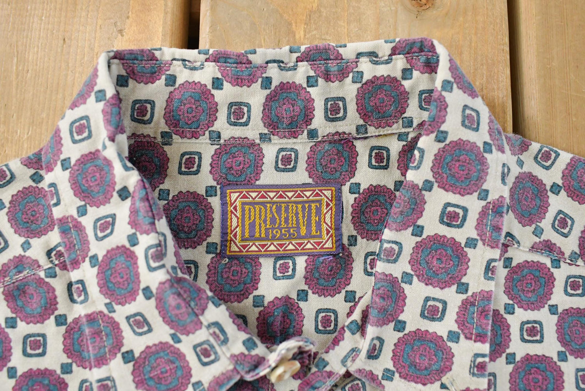 Vintage 1990s Preserve Floral Button Up Shirt Men's Large from propervintagecanada