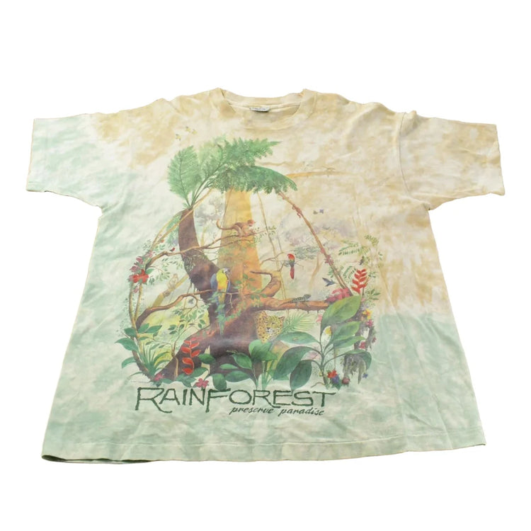 Vintage 1990s Preserve Paradise Rainforest Liquid Blue Graphic T-Shirt Men's XL from propervintagecanada