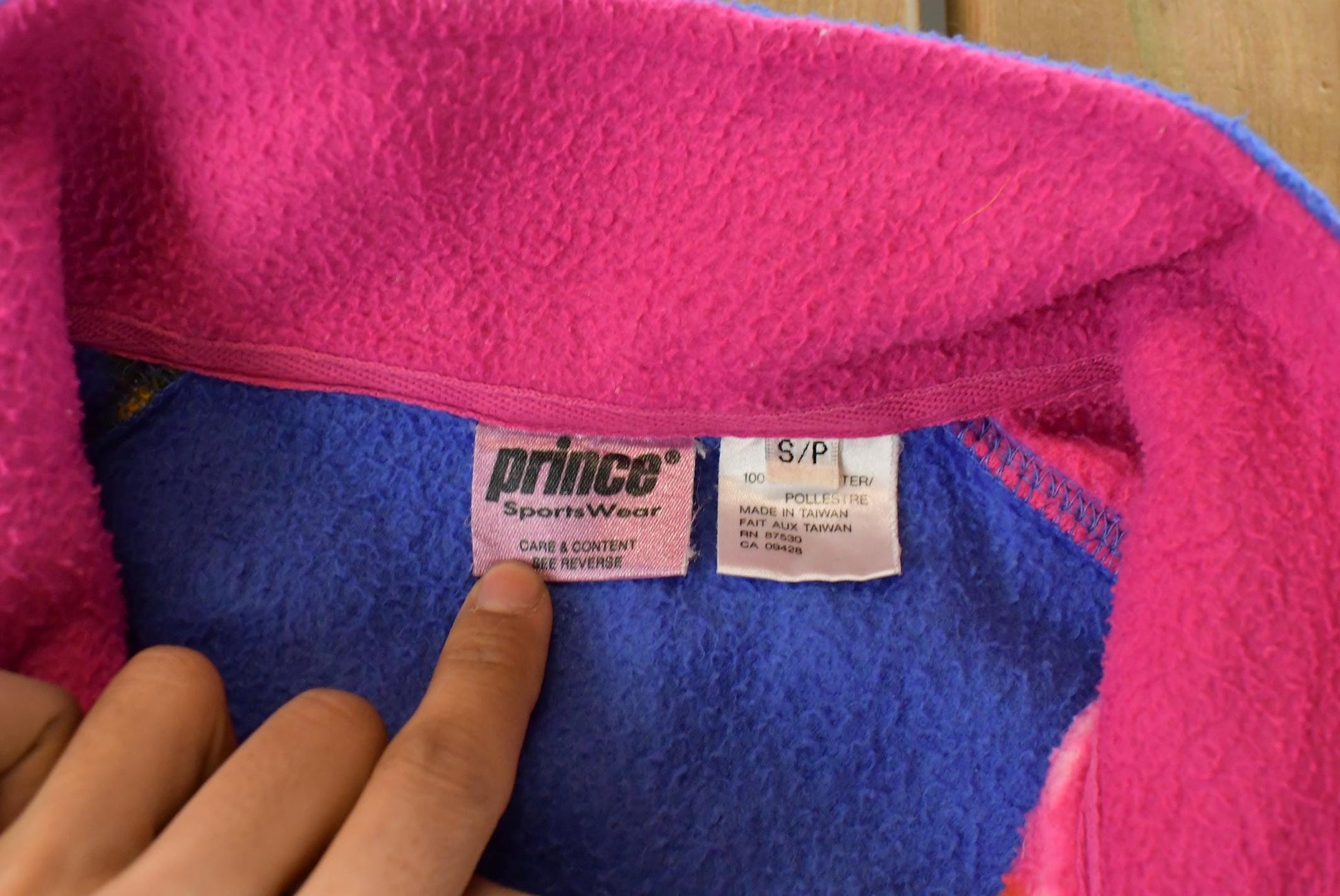 Vintage 1990s Prince Tennis Abstract Fleece Full Zip Sweater Women's Small from propervintagecanada