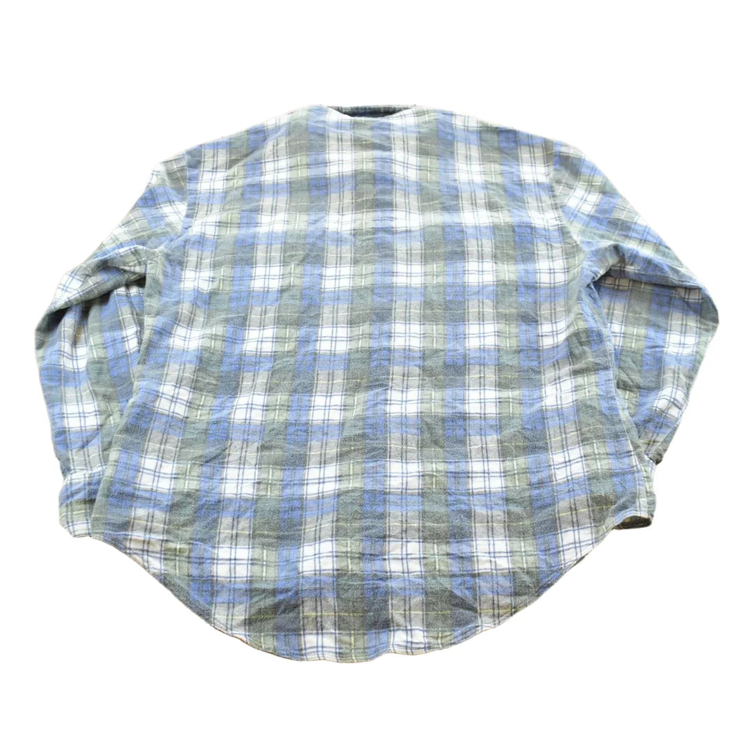 Vintage 1990s Printed Cotton Plaid Flannel Button Up Shirt Men's L from propervintagecanada