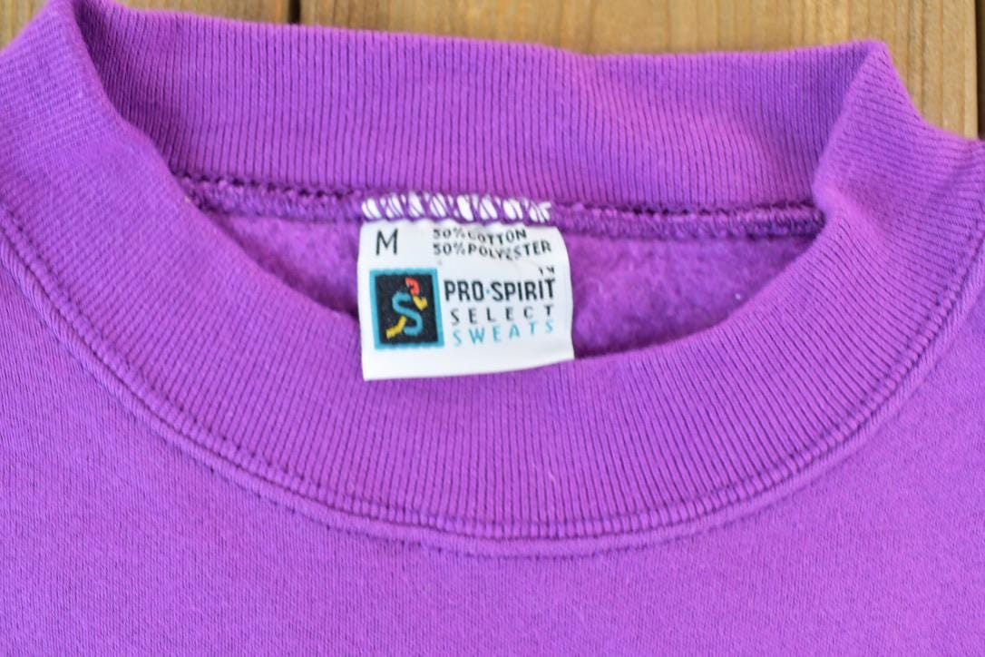 Vintage 1990s Pro Spirit Blank Purple Crewneck Sweatshirt Men's Medium from propervintagecanada