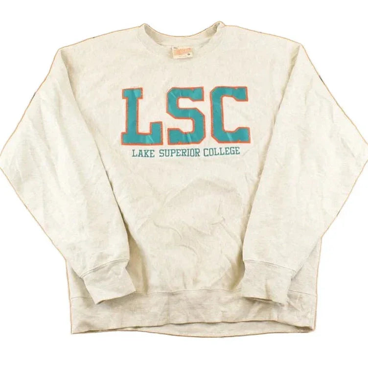 Vintage 1990s Pro Weave Lake Superior College Cross Grain Crewneck Sweatshirt Men's XL / NCAA College Spellout / 90s Collegiate Heavyweight from propervintagecanada