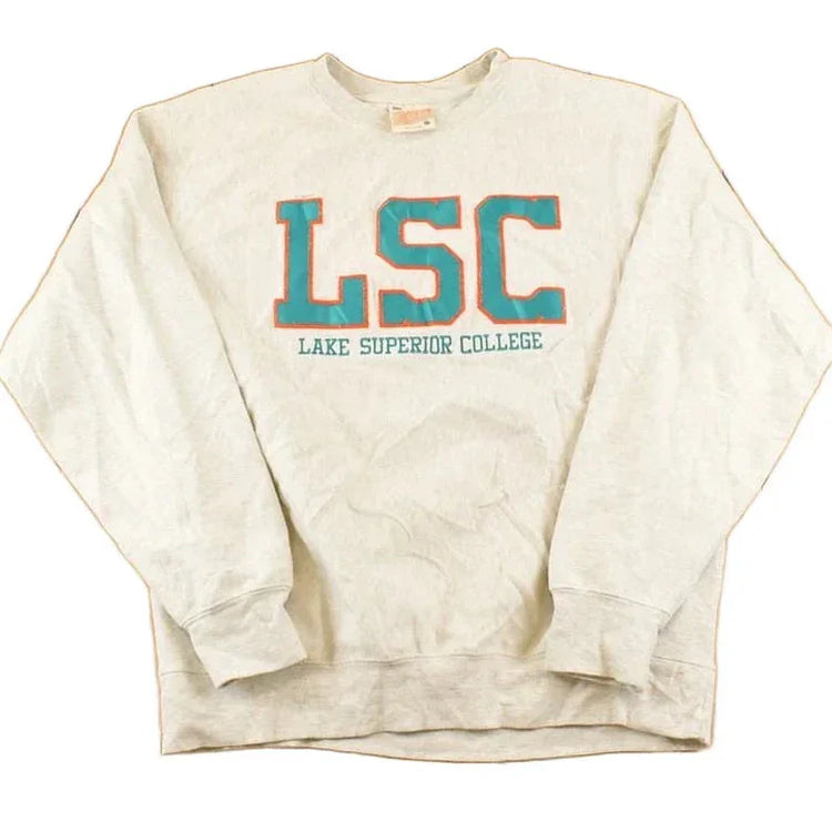 Vintage 1990s Pro Weave Lake Superior College Cross Grain Crewneck Sweatshirt Men's XL / NCAA College Spellout / 90s Collegiate Heavyweight from propervintagecanada