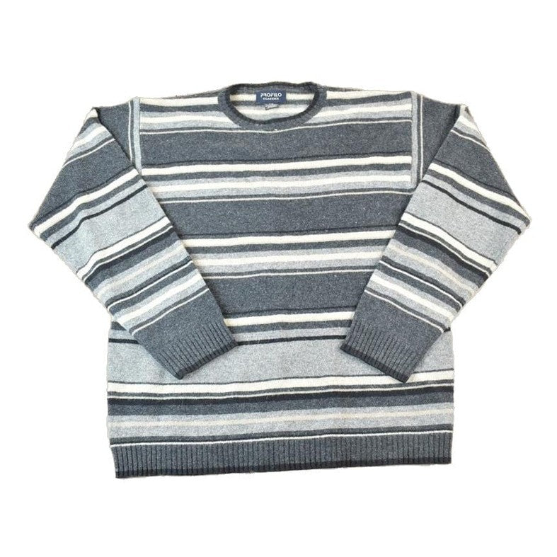 Vintage 1990s Profilo Classics 100% Lambswool Knit Abstract Pattern Crewneck Sweater Made In 90s Crewneck Men's Large from propervintagecanada