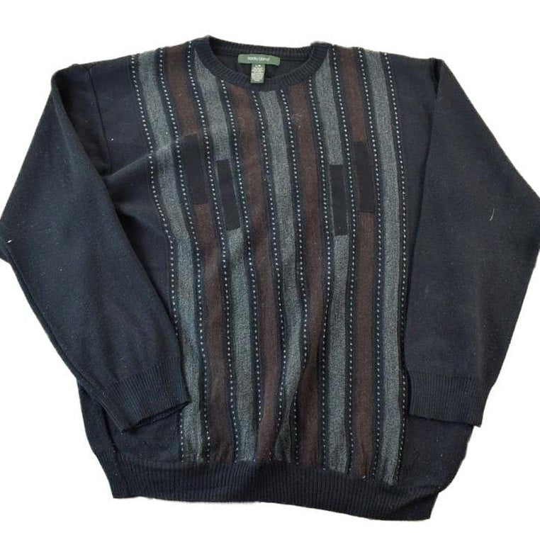 Vintage 1990s Pronto Uomo Knit Abstract Pattern Crewneck Sweater Men's XL from propervintagecanada